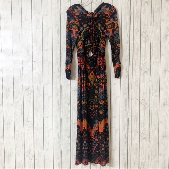 Free People Far Out Black Combo Maxi Dress Size: L - Picture 6 of 10